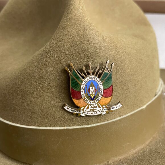 Vtg Ramenzoni Brazilian Rio Grande do Sul Hat Men Green Military Pin Pinched 57 - Picture 2 of 15